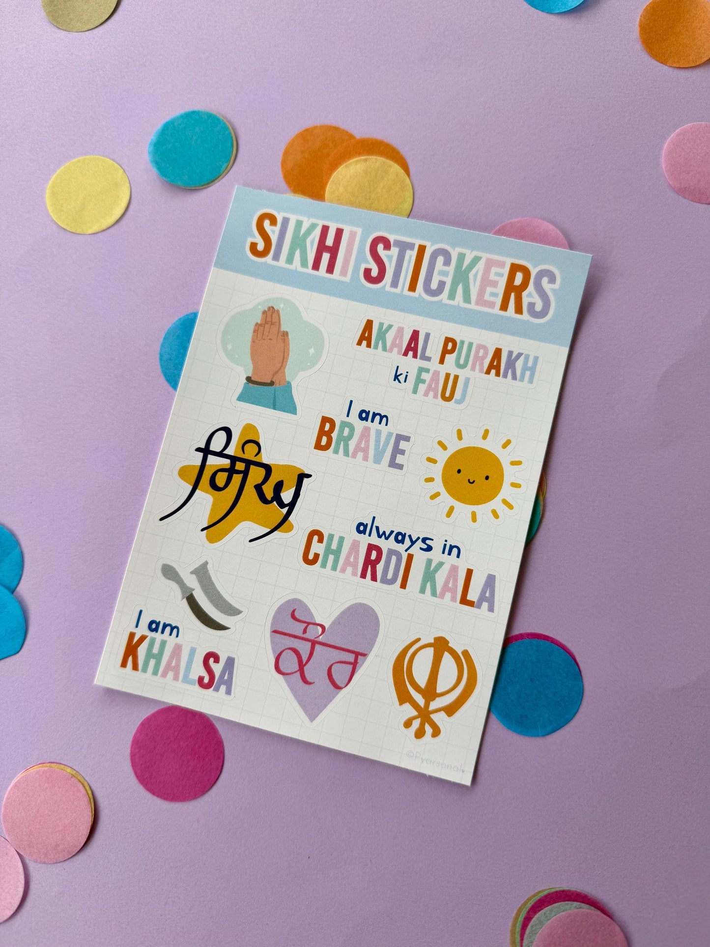 Sikh gratitude sticker sheet | Sikh Gift & Kids stickers