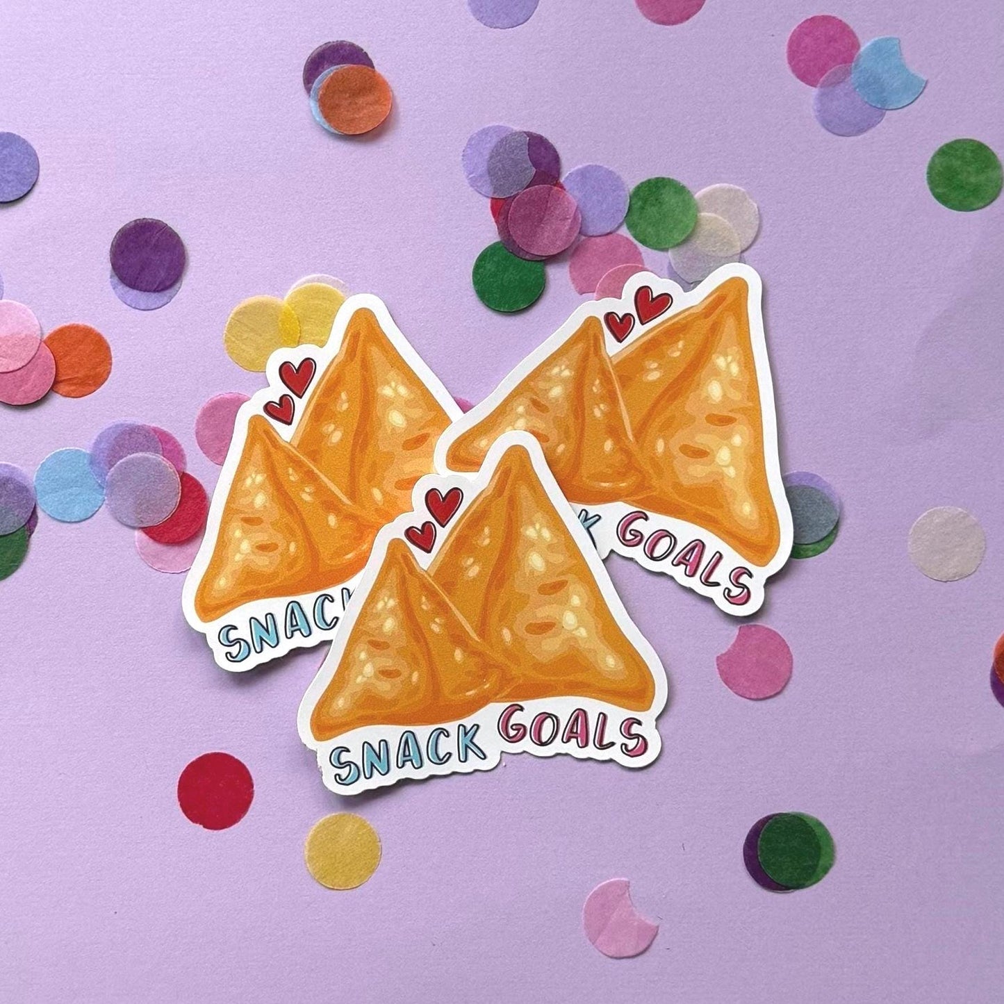 Snack Goals Samosa Sticker | Funny Food Sticker | Indian Food Lover Gift | Waterproof Vinyl Sticker
