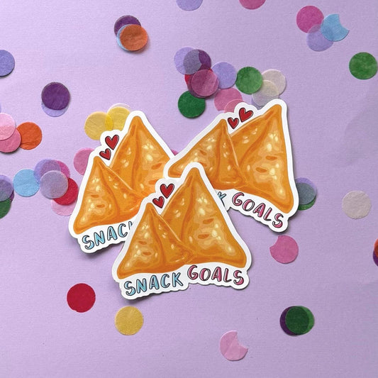 Snack Goals Samosa Sticker | Funny Food Sticker | Indian Food Lover Gift | Waterproof Vinyl Sticker