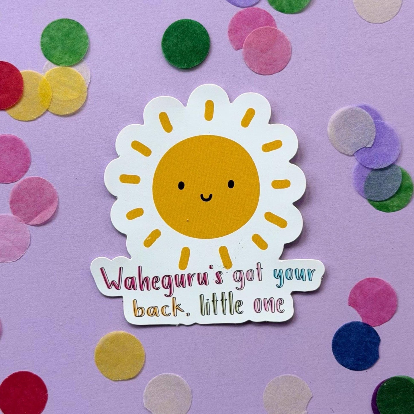 Waheguru’s Got Your Back Little One Sticker | Sikh Sticker | Sunshine Reminder | Spiritual Encouragement