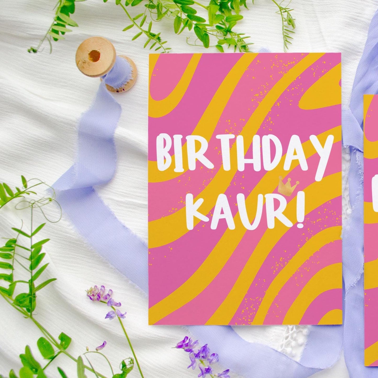 Birthday Kaur Card | Pink Punjabi Queen Royal Crown Greetings Card Design