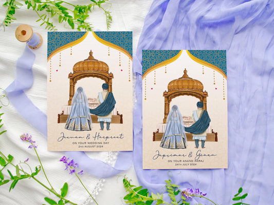 Personalised Anand Karaj Wedding Card: Sikh Indian Wedding