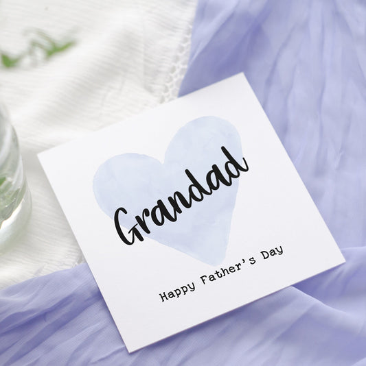 Father's Day Card for Dad, Grandad, Grandpa, Watercolour Heart Design