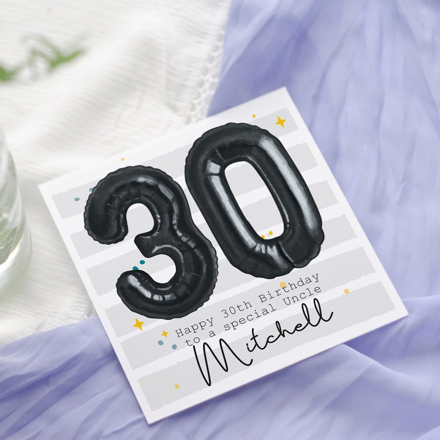 Personalised Black Foil Balloon Birthday Card: For Husband, Brother, Nephew, Son, Age card