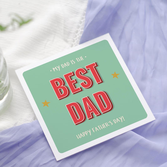 Dad Card Fathers Day | Papa, Daddy Red Green Greetings Card Design