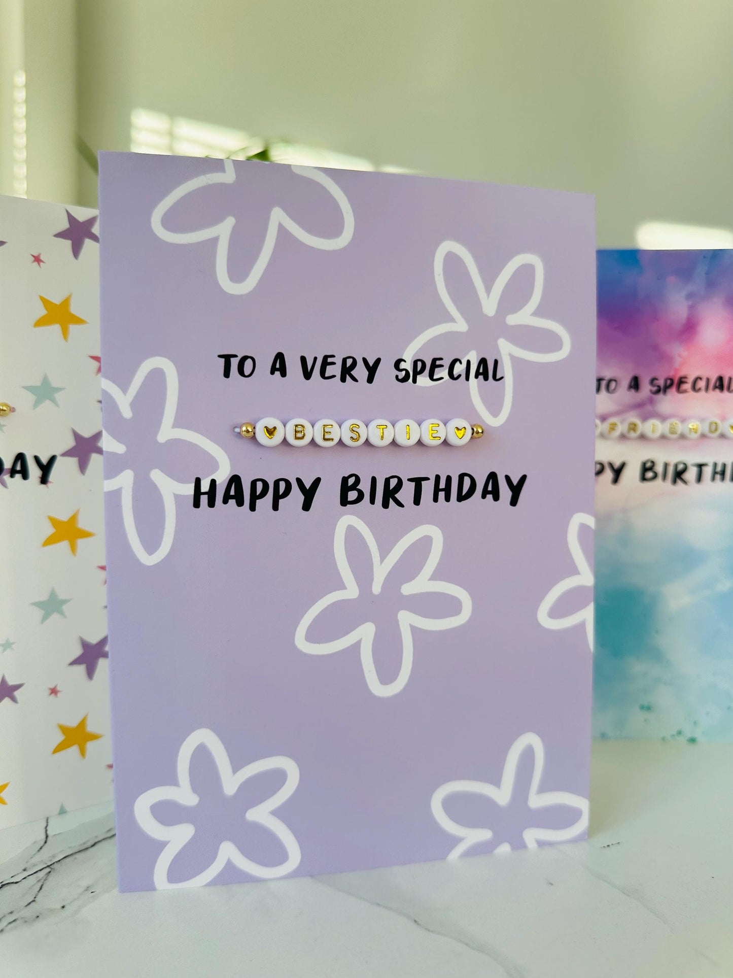 Special Friend Birthday Card | Detachable Handmade Beaded Bracelet Gift Greetings Card Design