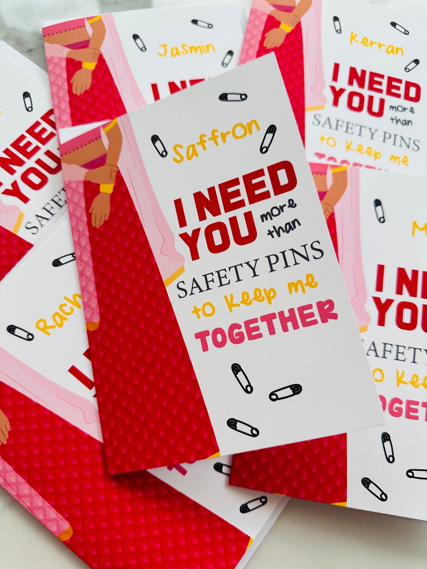 Personalised Indian Bridesmaid Card: 'Keep Me Together', safety pins, pakistani, hindi