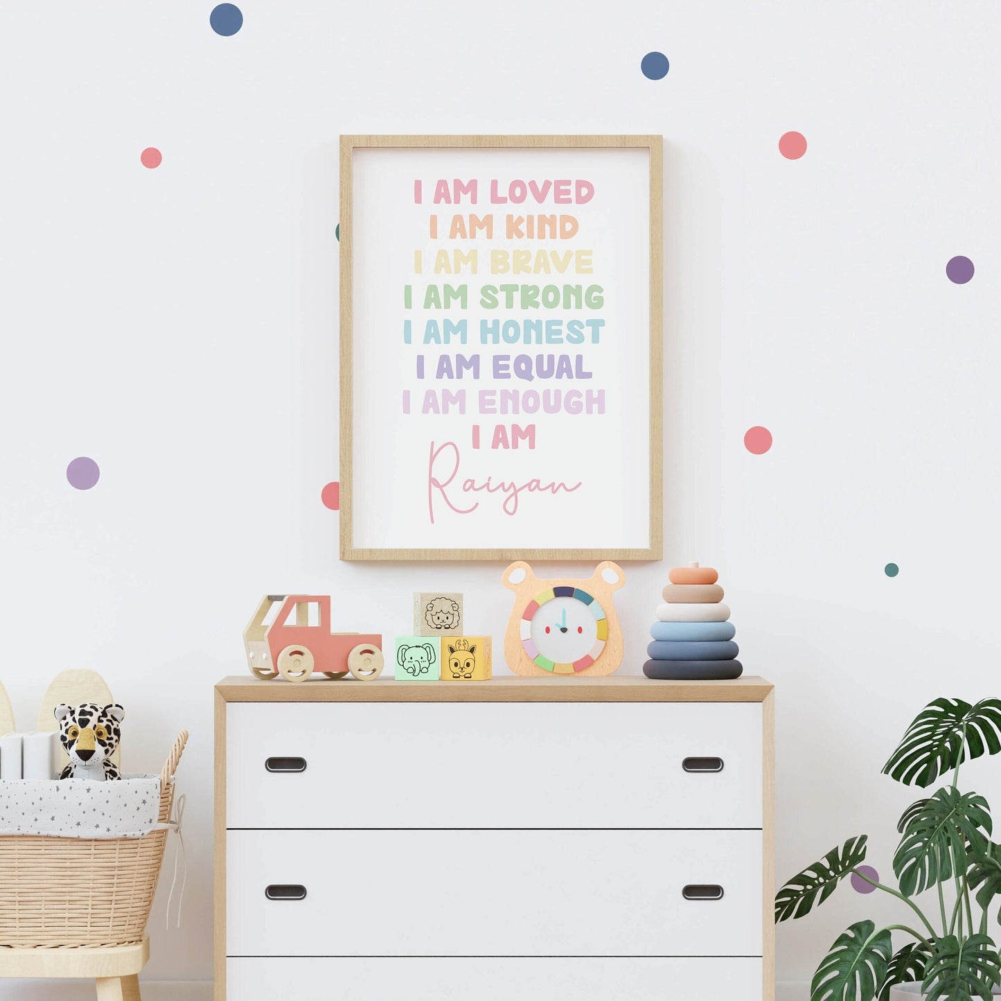 Personalised Kids Bedroom art Print: Kind, Strong, Brave, Loved