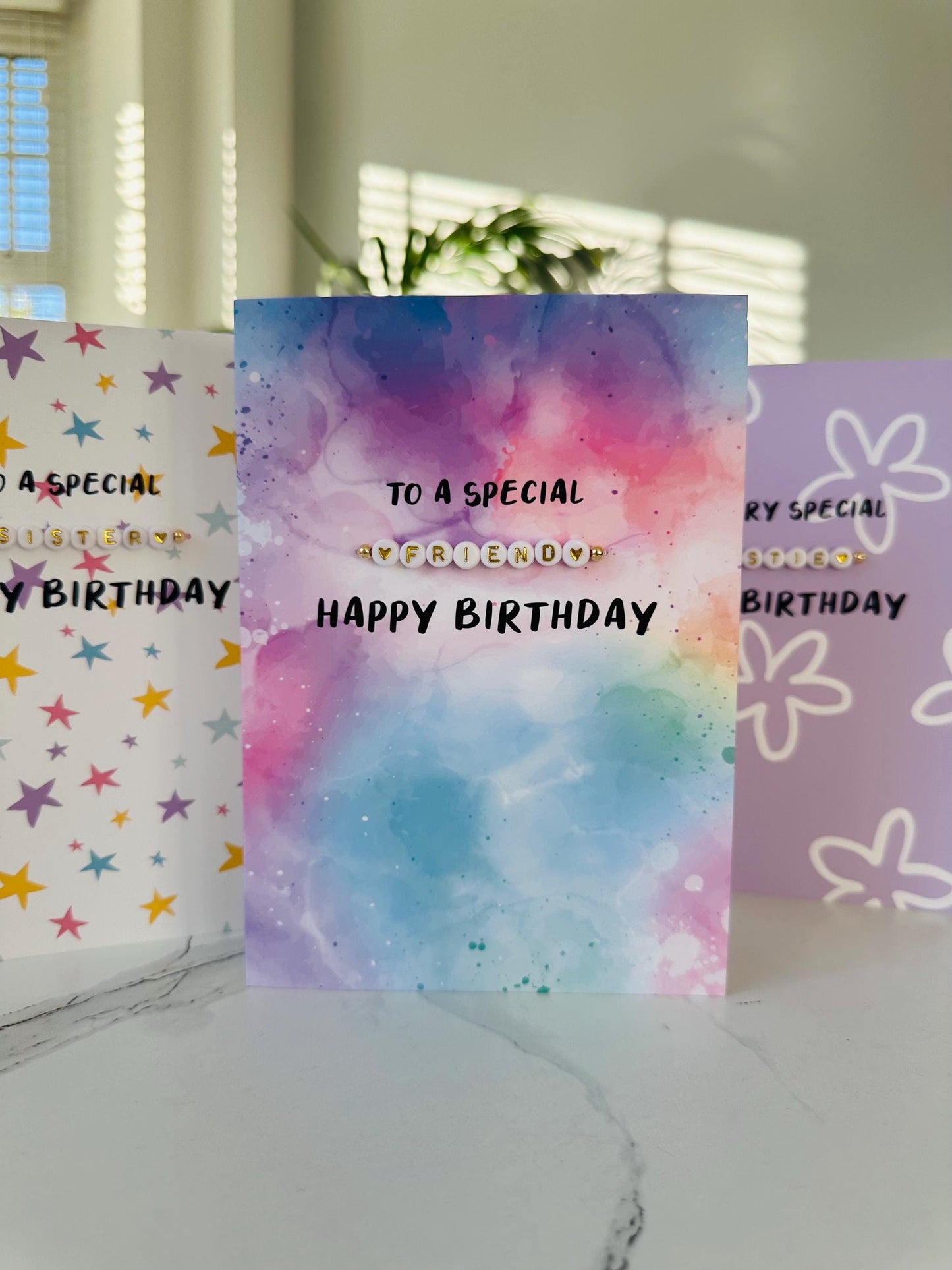 Special Friend Birthday Card | Detachable Handmade Beaded Bracelet Gift Greetings Card Design