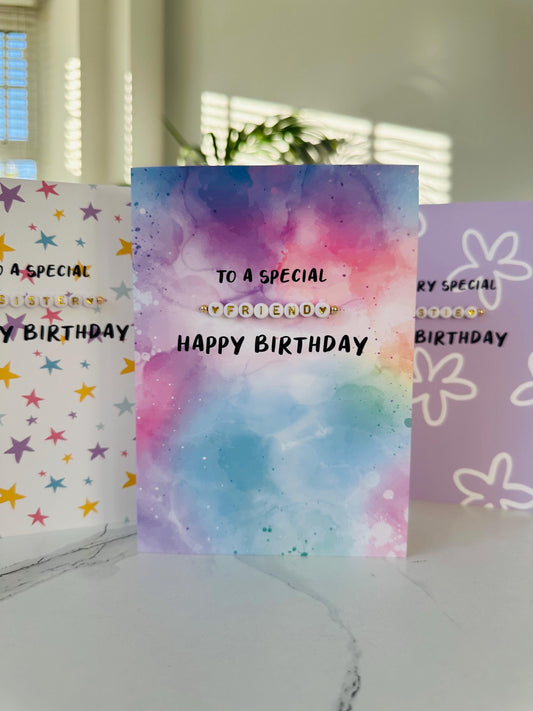 Special Friend Birthday Card | Detachable Handmade Beaded Bracelet Gift Greetings Card Design
