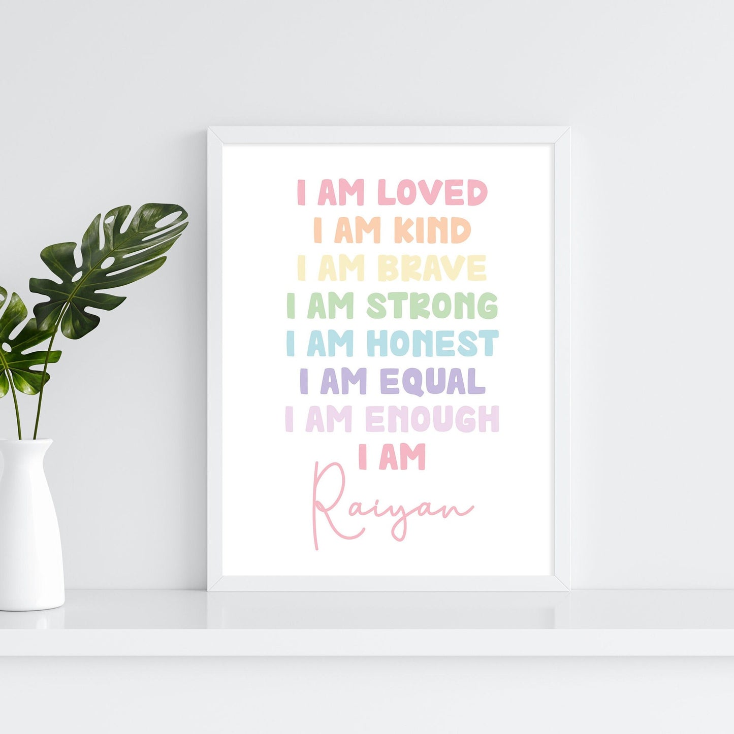 Personalised Kids Bedroom art Print: Kind, Strong, Brave, Loved