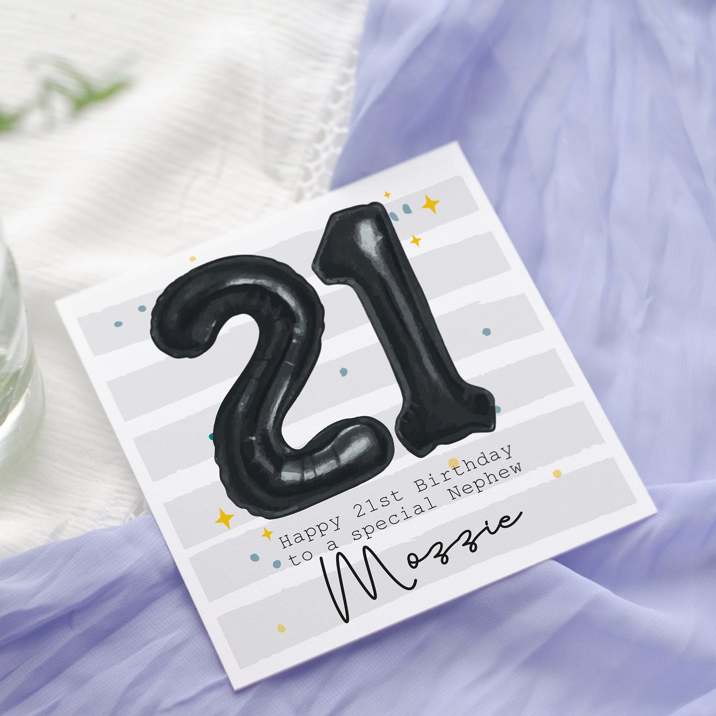 Personalised Black Foil Balloon Birthday Card: For Husband, Brother, Nephew, Son, Age card