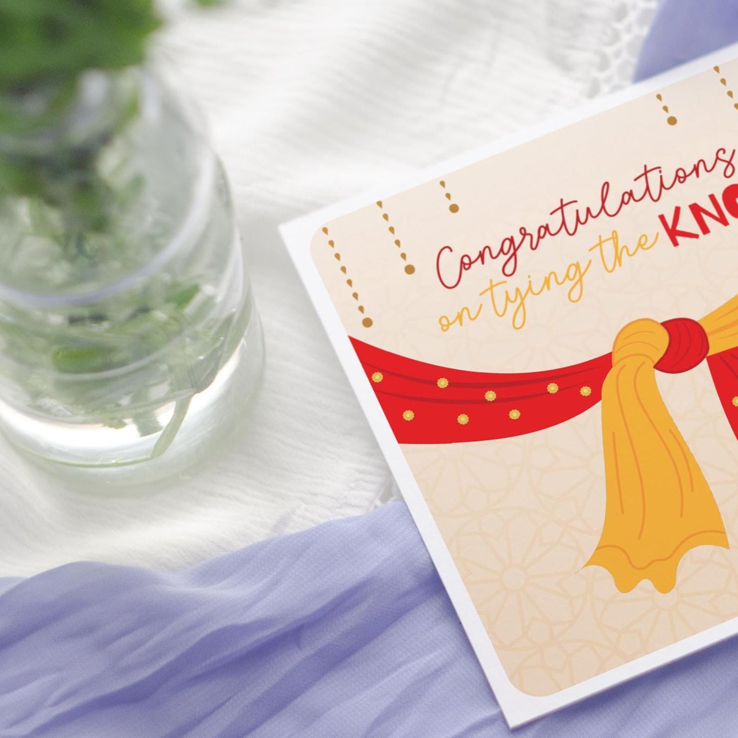 Congratulations on tying the knot traditional Indian wedding card