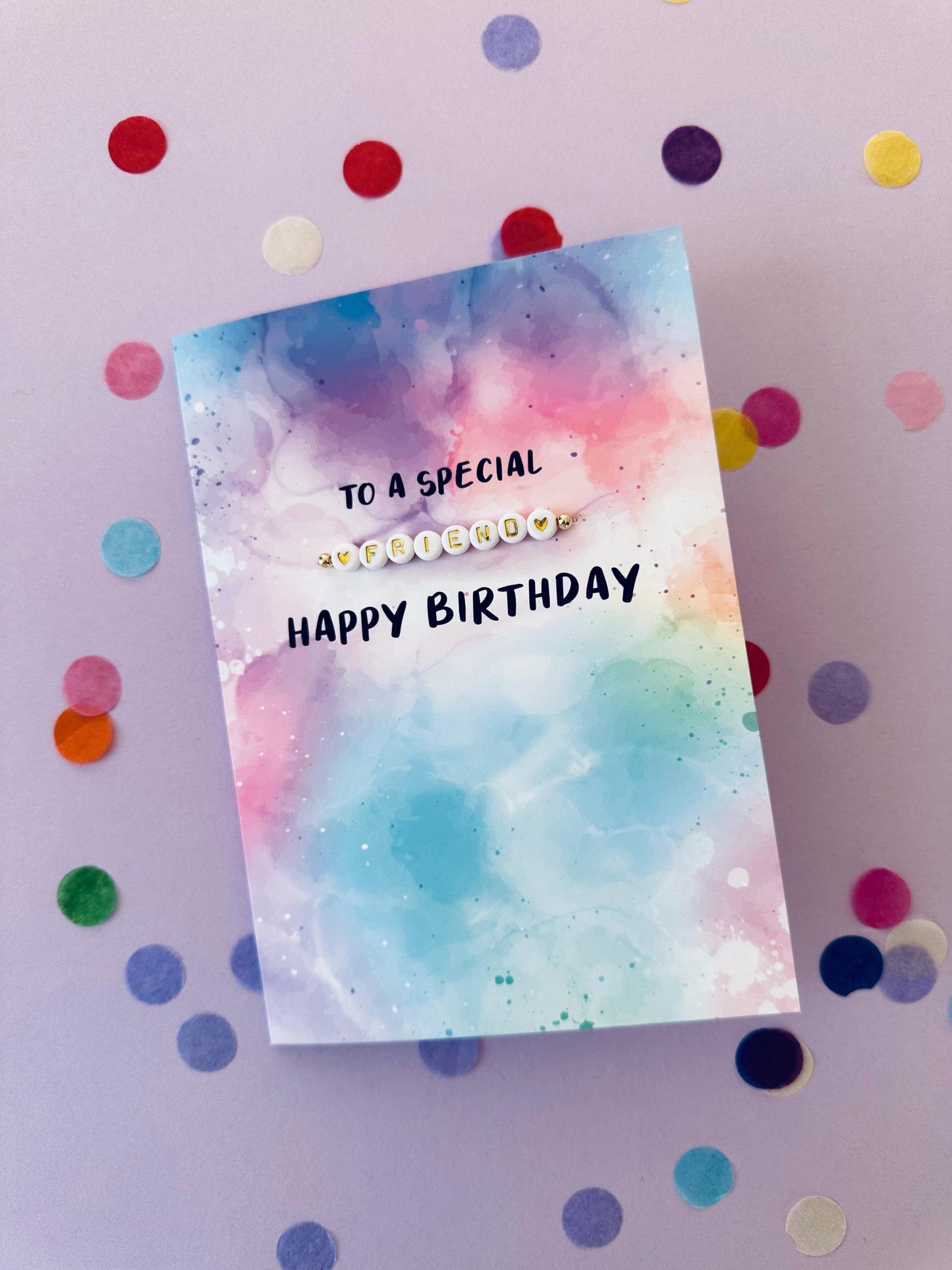 Special Friend Birthday Card | Detachable Handmade Beaded Bracelet Gift Greetings Card Design