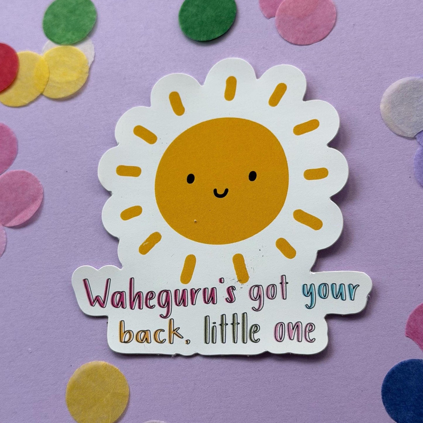 Waheguru’s Got Your Back Little One Sticker | Sikh Sticker | Sunshine Reminder | Spiritual Encouragement