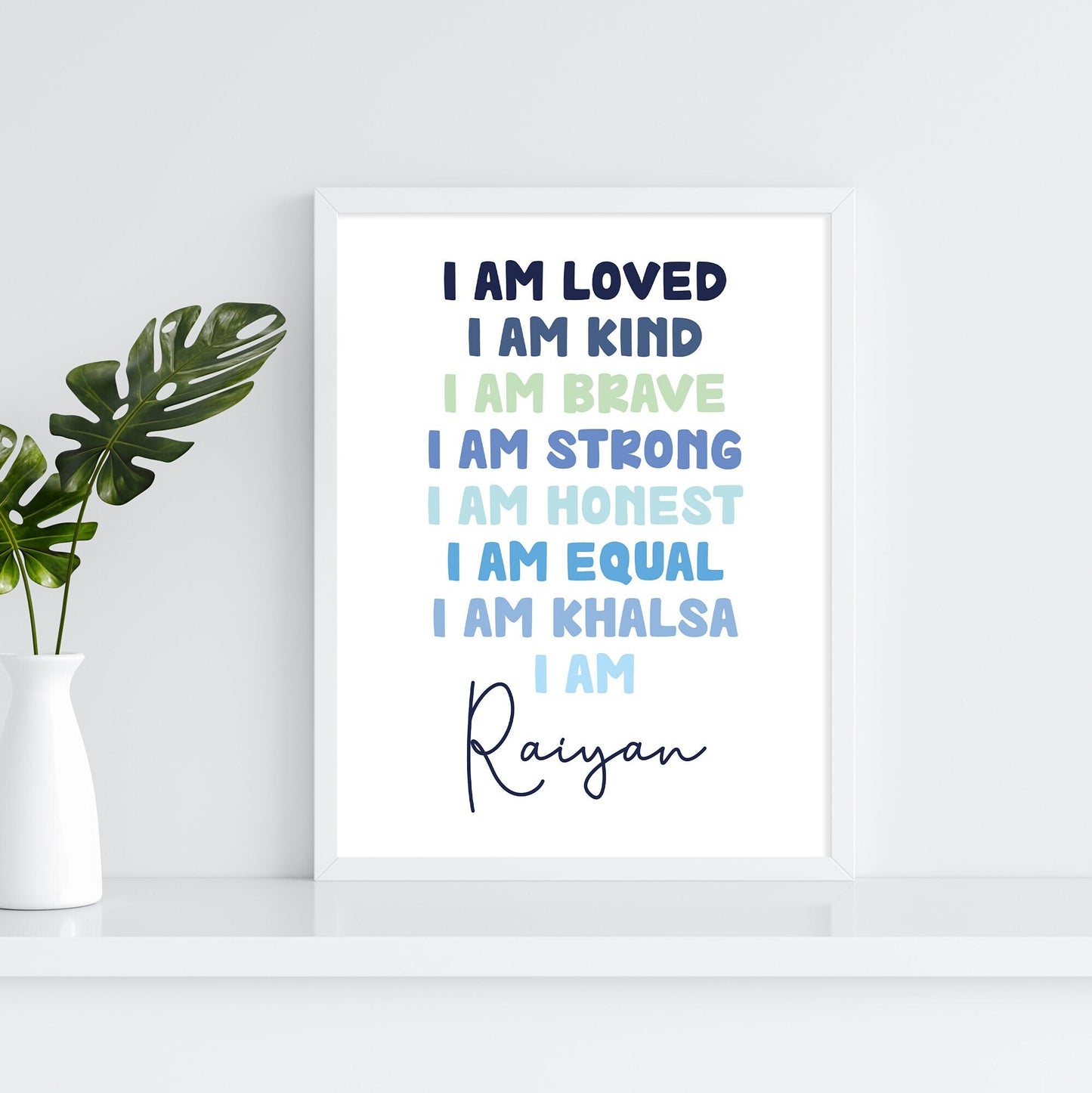 Personalised Punjabi Sikh Nursery Art: Khalsa Name Print (6x4 7x5 A4)