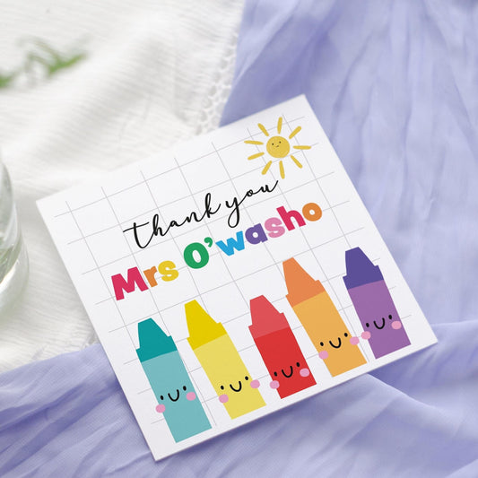 Personalized Teacher Thank You Card: Crayon Design