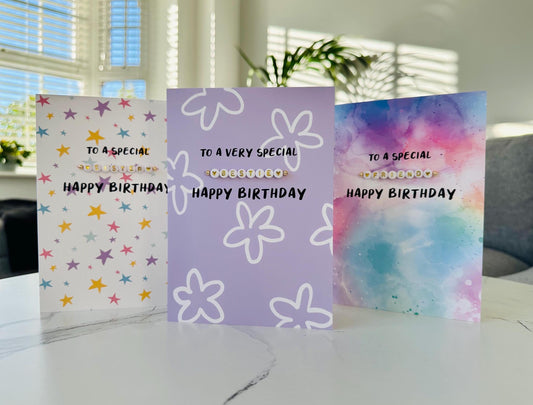Special Friend Birthday Card | Detachable Handmade Beaded Bracelet Gift Greetings Card Design