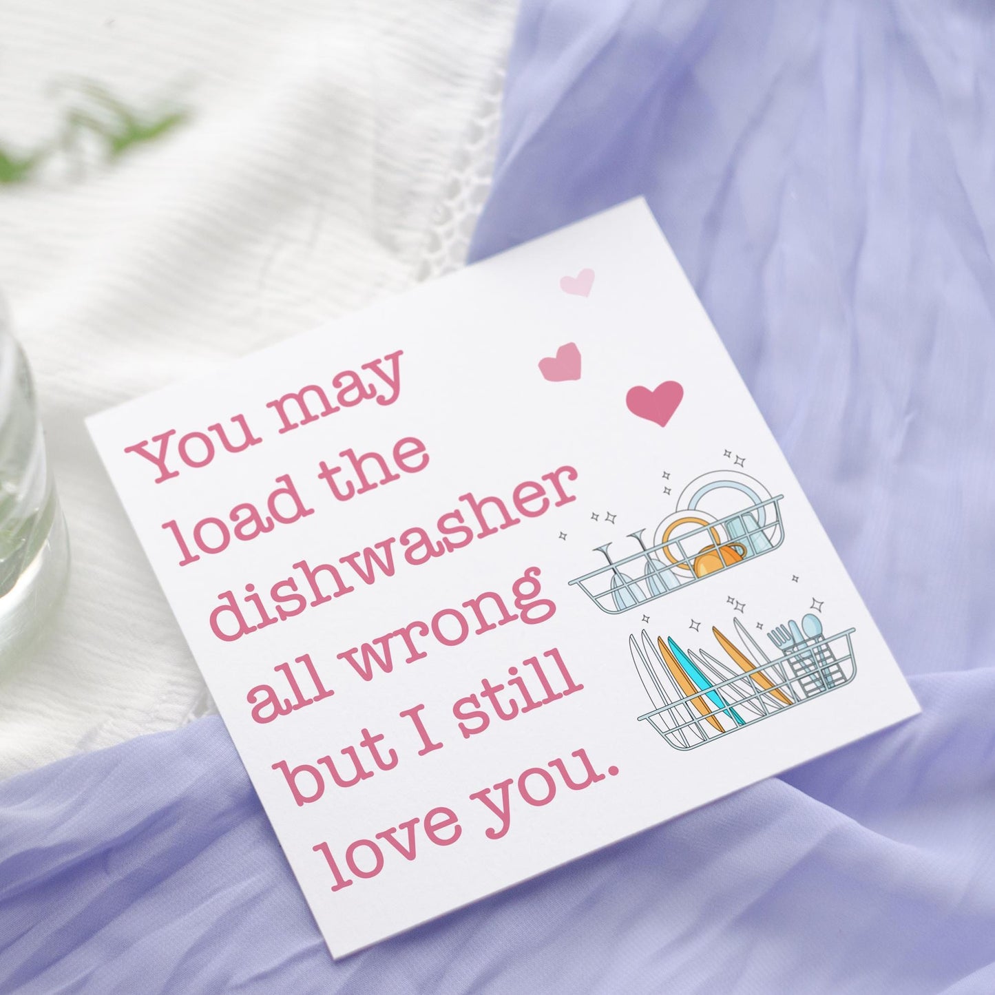 Funny Dishwasher Valentine's Day Card: Love Card for Husband, Wife, Girlfriend, Boyfriend, Fiancé