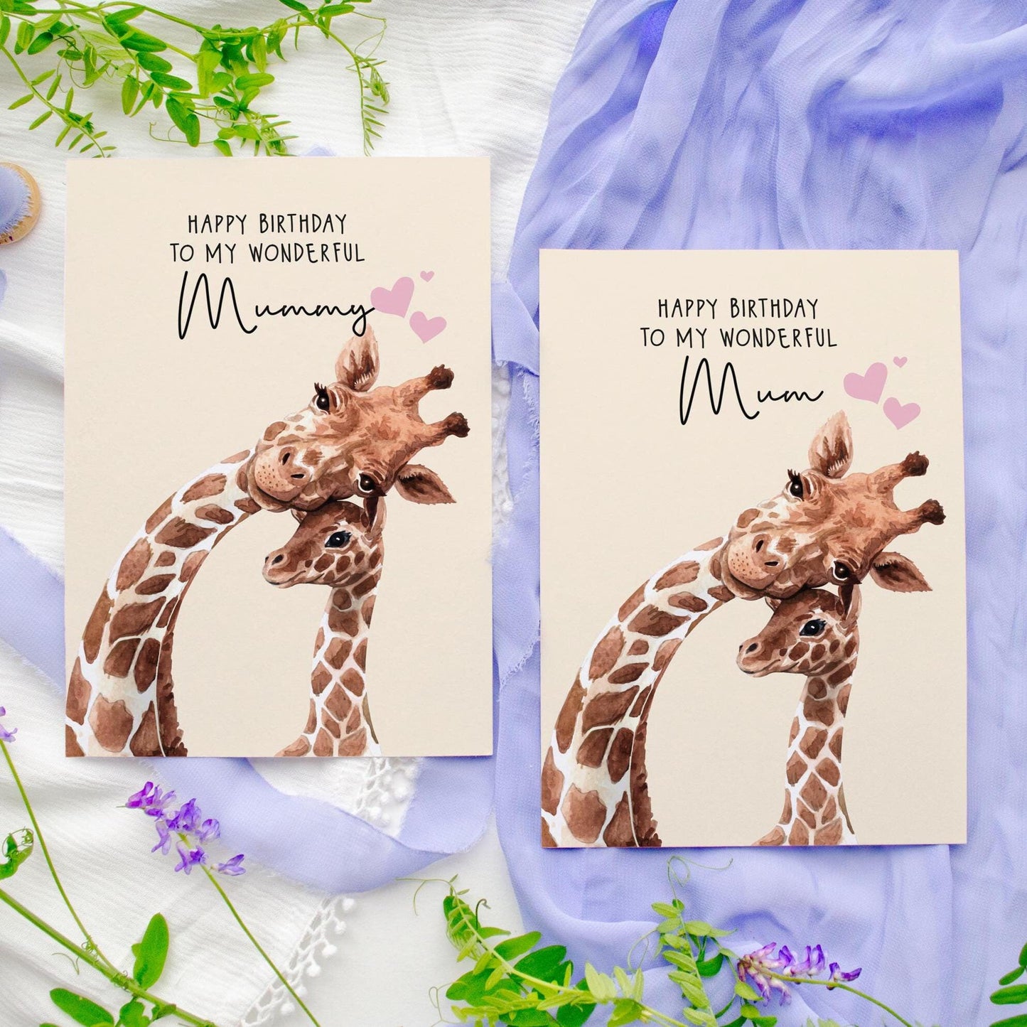 Giraffe Mum and Baby Mother's Birthday | Safari Card Greetings Card Design