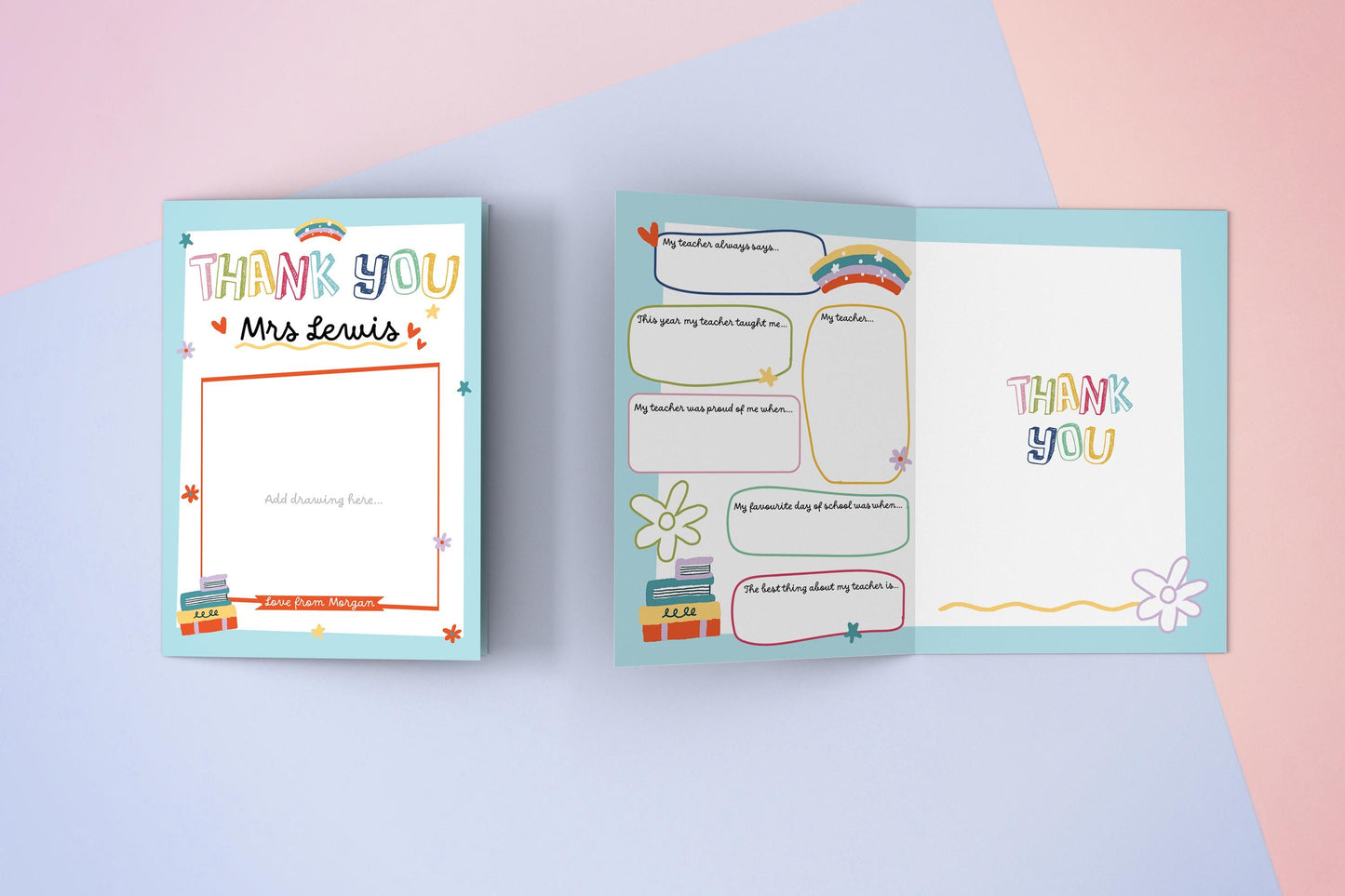 Personalised Teacher Thank You Card: Fill-In-The-Blanks Appreciation End of Term Gift