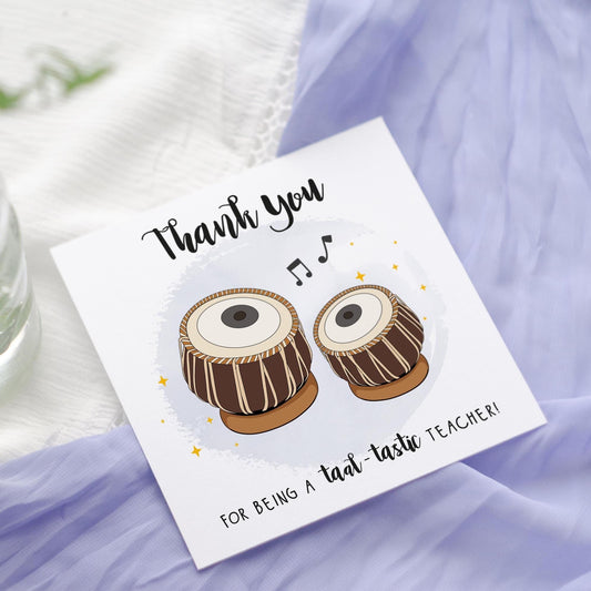 Tabla Music Kirtan Teacher Thank You Card: Sikh, Indian, Punjabi