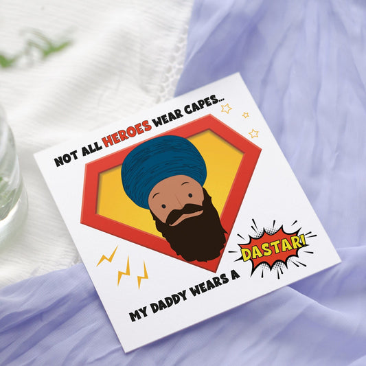 Superhero Punjabi Father's Day Card: Singh, Indian, Sikh Dad