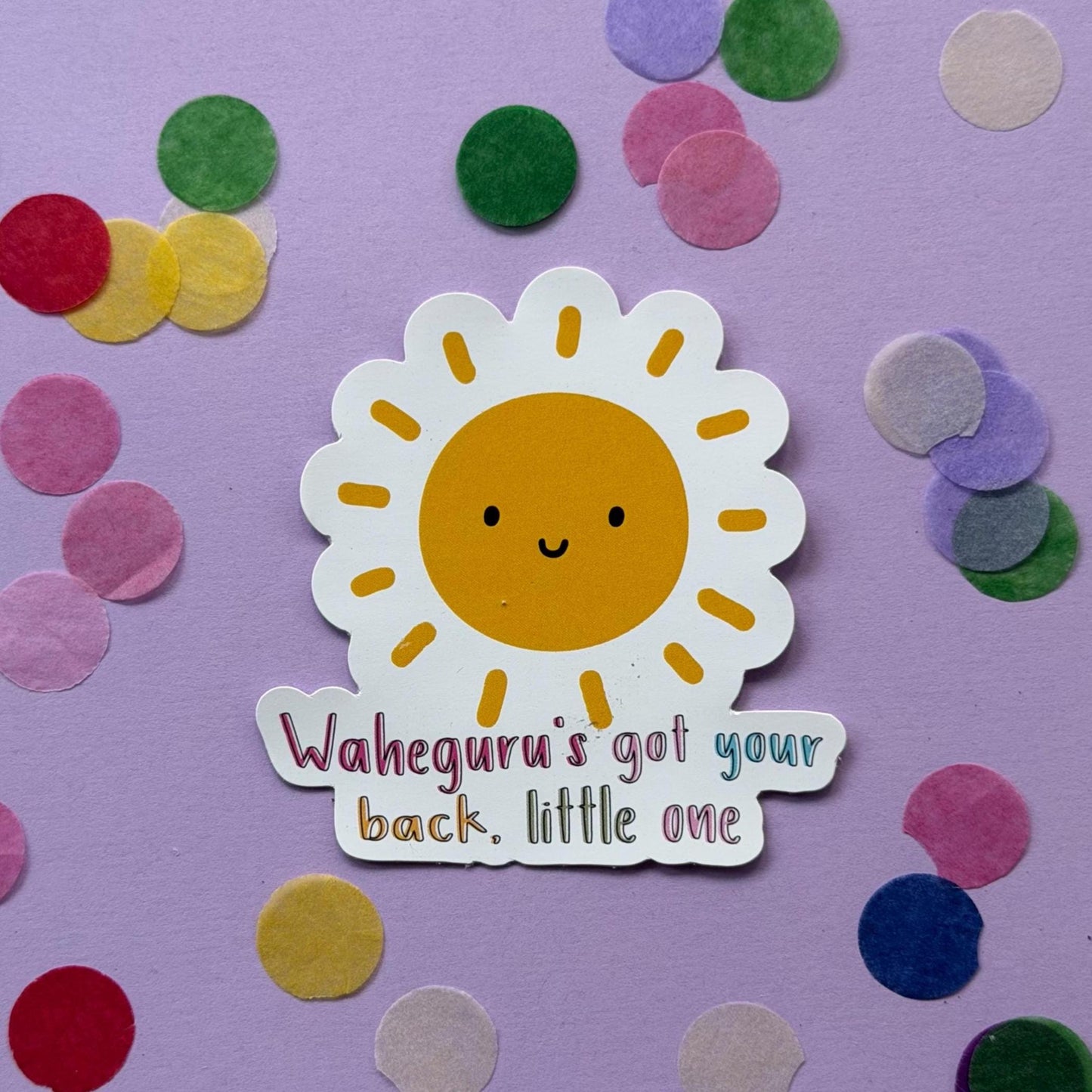 Waheguru’s Got Your Back Little One Sticker | Sikh Sticker | Sunshine Reminder | Spiritual Encouragement