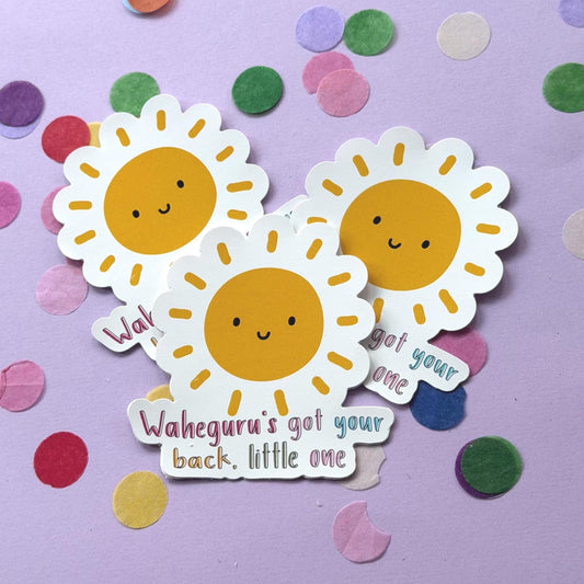 Waheguru’s Got Your Back Little One Sticker | Sikh Sticker | Sunshine Reminder | Spiritual Encouragement