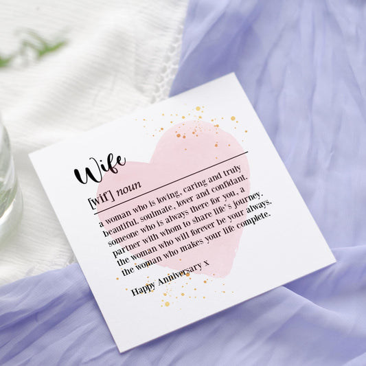 Romantic Valentine's Day & Anniversary Card for Wife, Dictionary Definition