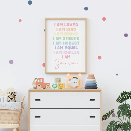 Personalised Sikh Nursery Art: Khalsa Name Print