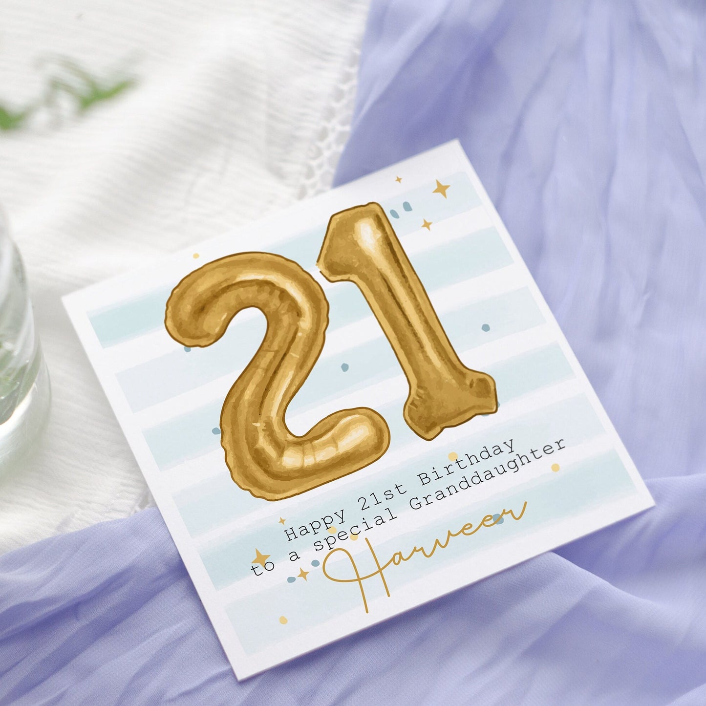 Personalised Gold Foil number Balloon Birthday Card, 50th Birthday, Any age