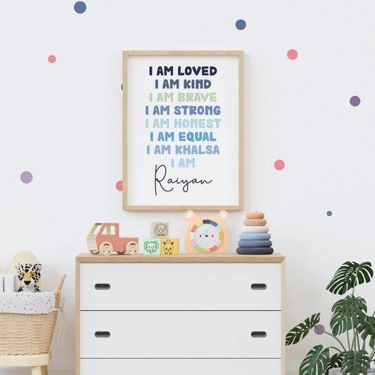 Personalised Punjabi Sikh Nursery Art: Khalsa Name Print (6x4 7x5 A4)