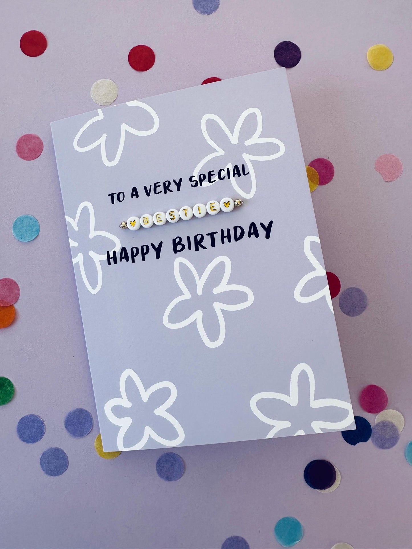 Special Friend Birthday Card | Detachable Handmade Beaded Bracelet Gift Greetings Card Design