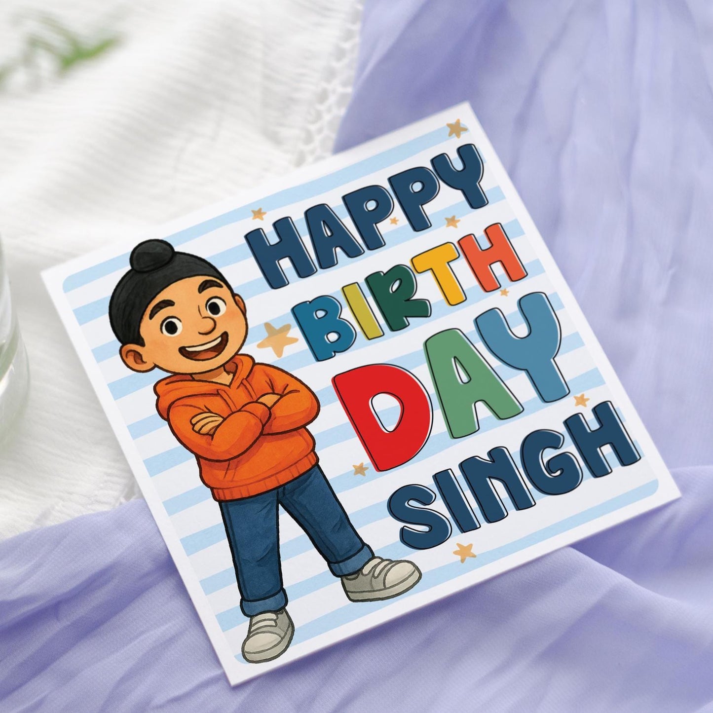 Personalised Sikh Boy Birthday Card: Singh Punjabi Affirmation Greeting Card