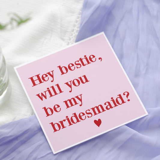 Will You Be My Bridesmaid Card: Bestie Proposal Card, Flower Girl, Maid of Honour