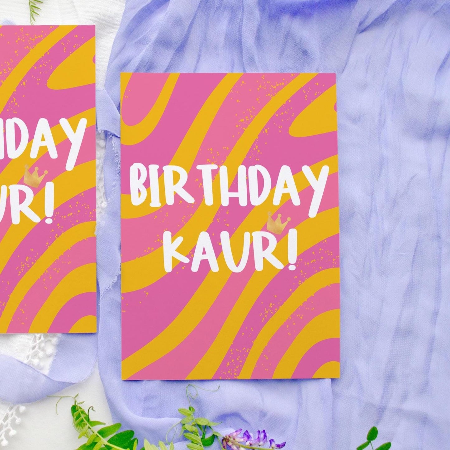 Birthday Kaur Card | Pink Punjabi Queen Royal Crown Greetings Card Design