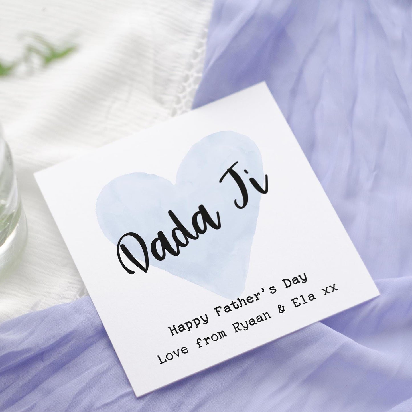 Punjabi Father's Day Card | Dada, Nana, Baba Ji Blue Heart Greetings Card Design