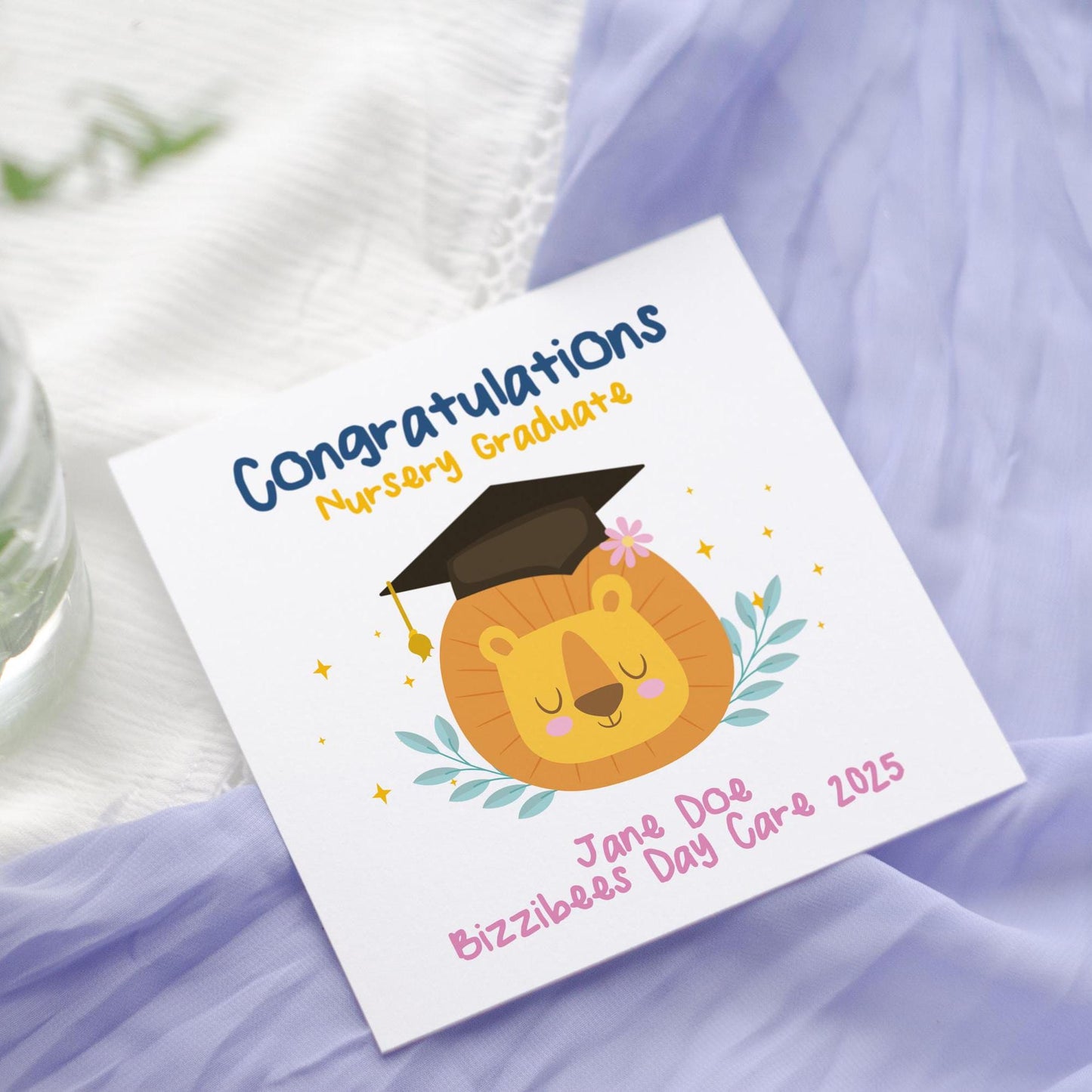 Cute Lion Preschool Graduation Card