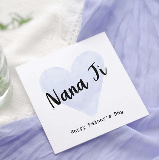 Punjabi Father's Day Card | Dada, Nana, Baba Ji Blue Heart Greetings Card Design