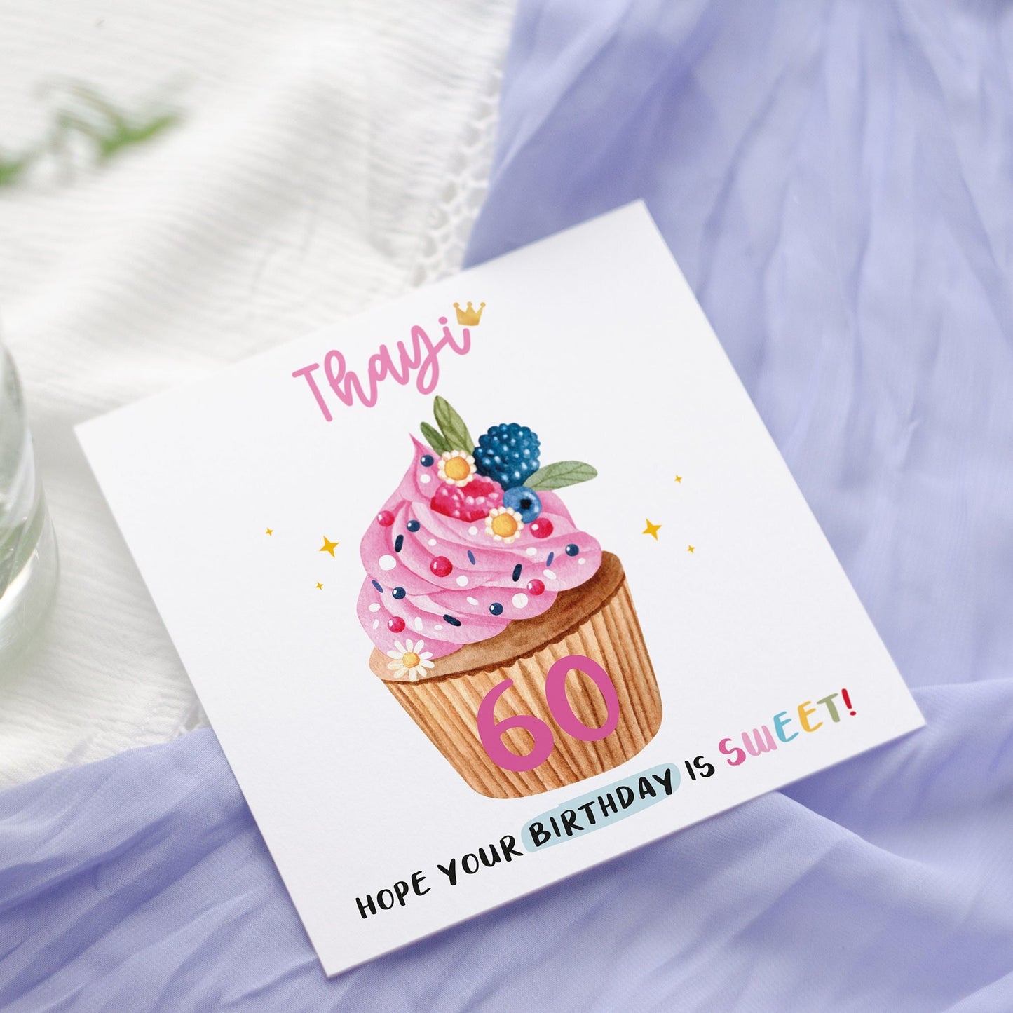 Personalized Cupcake Birthday Card for Aunt, Custom Age