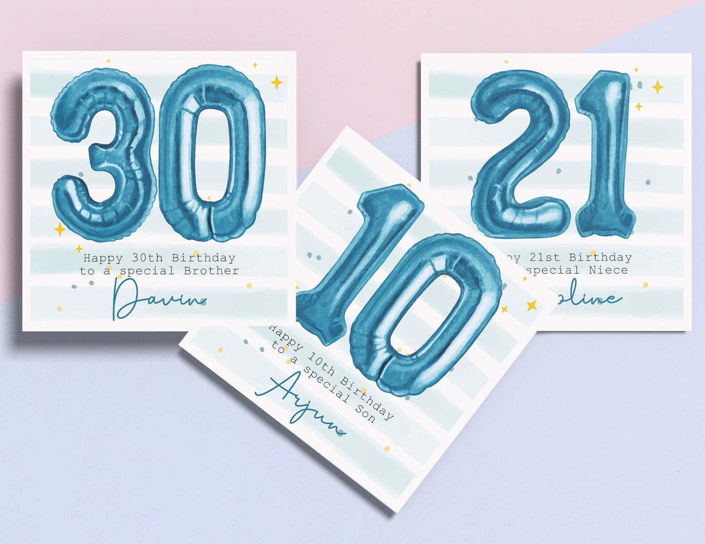 Personalised Blue Foil Balloon Birthday Card