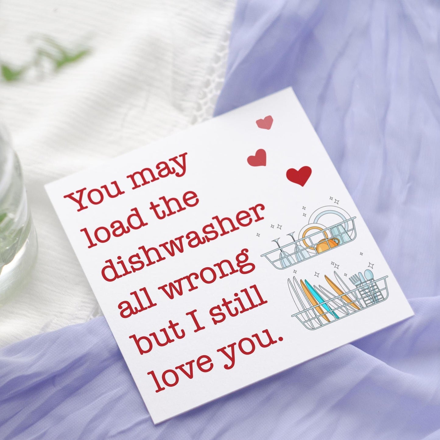 Funny Dishwasher Valentine's Day Card: Love Card for Husband, Wife, Girlfriend, Boyfriend, Fiancé