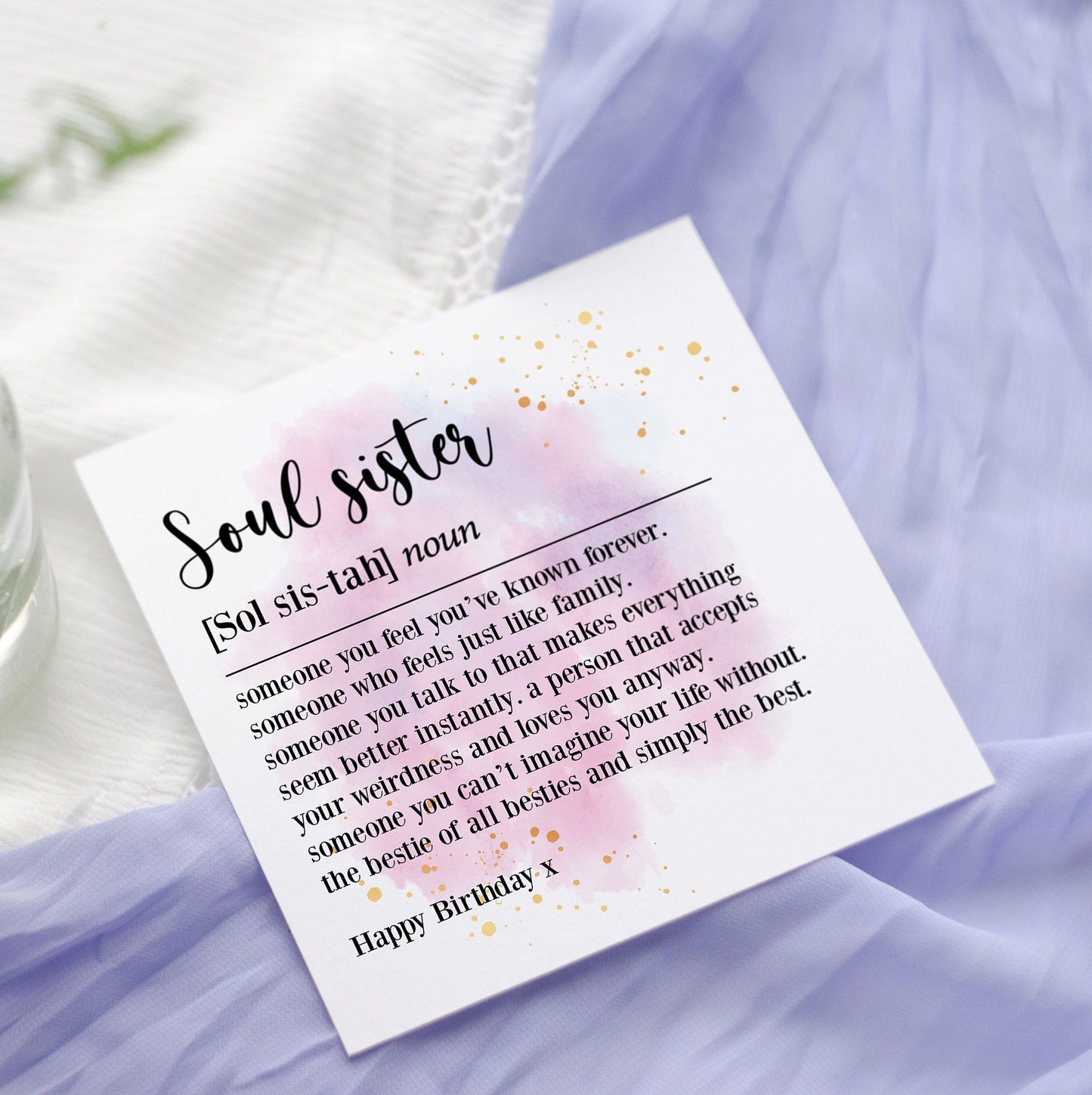 Soul Sister Definition Birthday Card | Card For Bestie | Friendship thanks Card | Best Friend Card | Dictionary Style Card | Thank you card