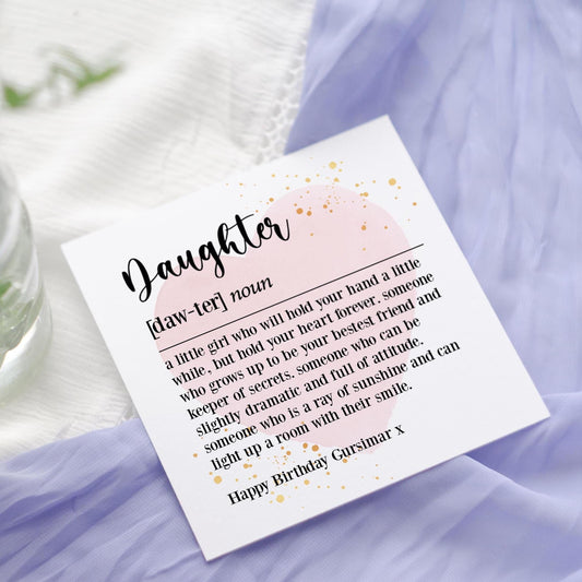 Daughter Definition Birthday Card: Dictionary Style Poem with Pink Heart