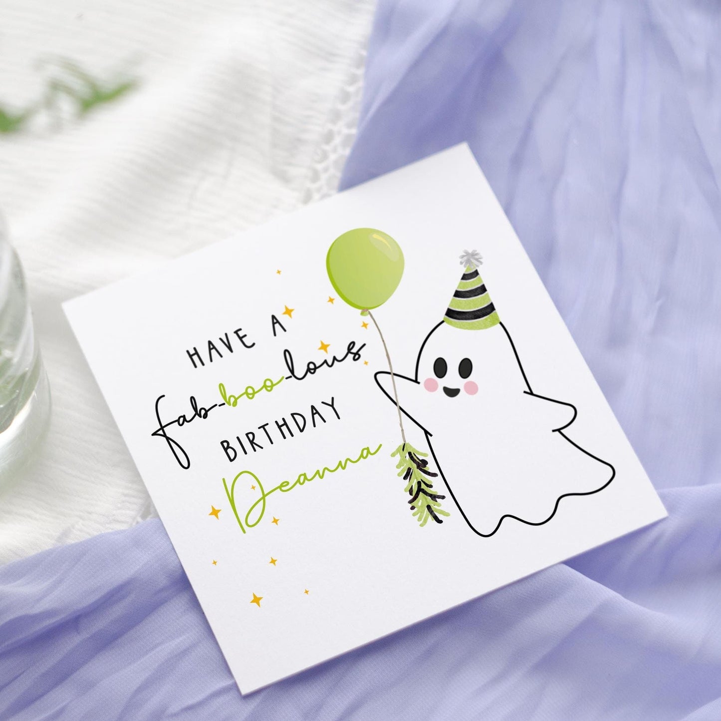 Personalised Spooky Ghost Halloween Birthday Card: Fab-boo-lous October Birthday