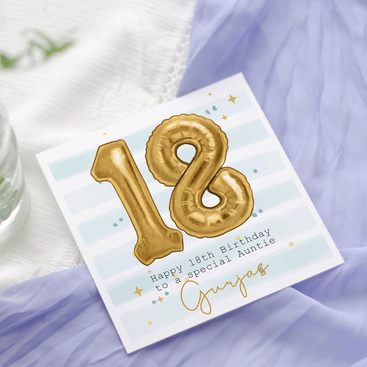Personalised Gold Foil number Balloon Birthday Card, 50th Birthday, Any age