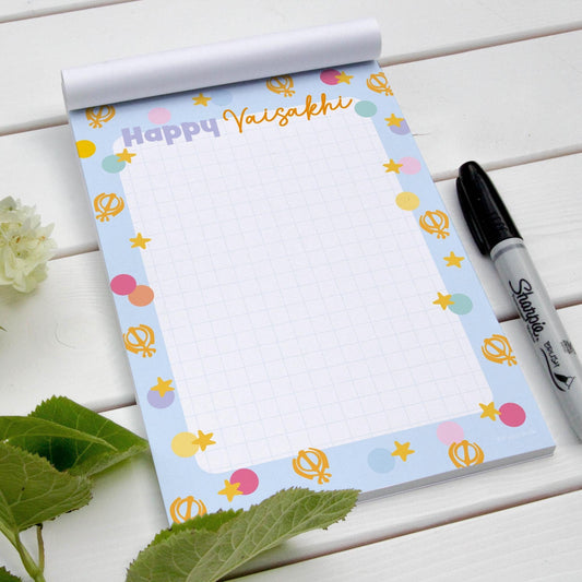 Happy Vaisakhi A5 Notepad | Sikh Gift & Kids Doodle Pad