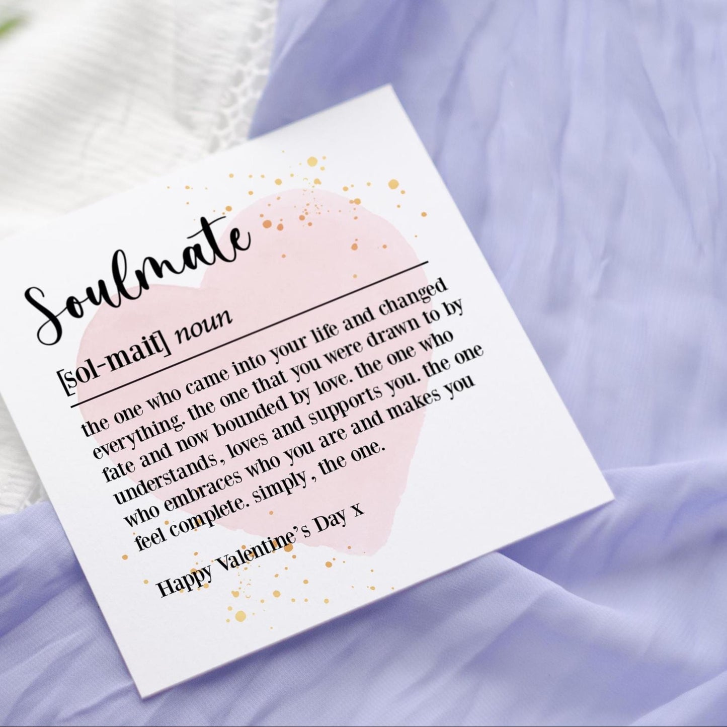Soulmate Valentine's Day Card: Dictionary Love Poem, Wife, Husband, Girlfriend, Boyfriend, Fiancé
