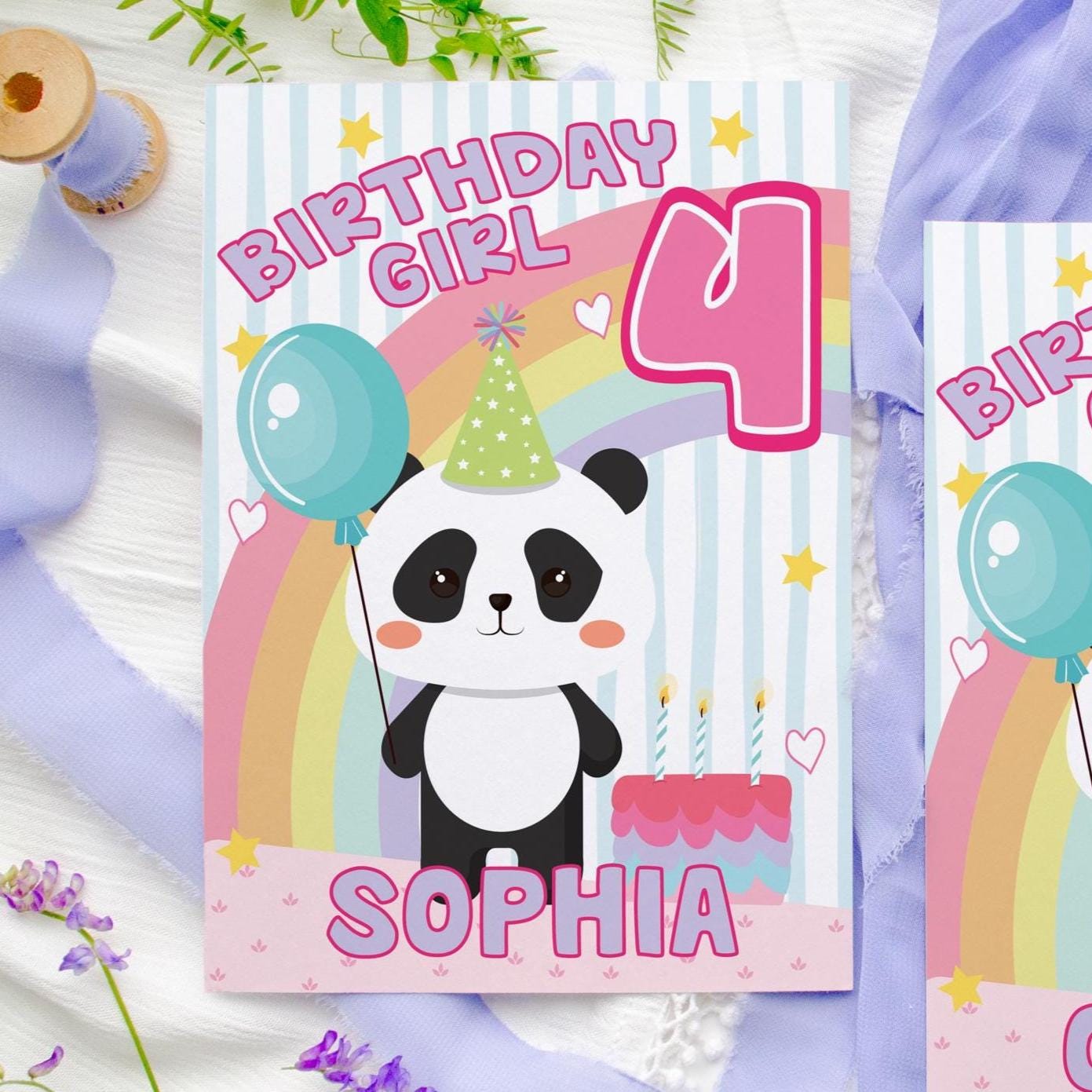Panda Birthday Card, Cute Animal Greeting Card, Panda Lover Gift, Kids Birthday Card, Funny Panda Bear Card
